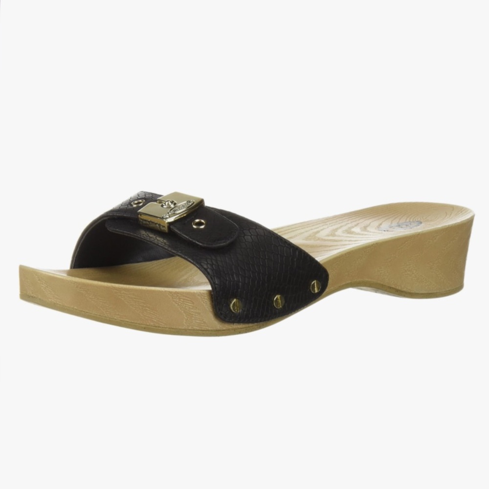 Dr. Scholl’s Women’s Classic Black Snakeskin Slide Sandals Size 8